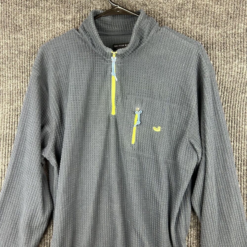 Southern Marsh Pullover Mens Medium Blue Waffle Knit Fieldtec Quarter Zip
